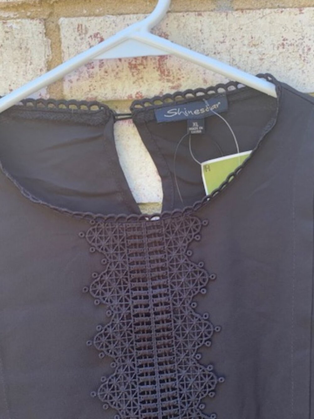 NWT Shinestar Adorable Black Lace Sheer Blouse Top - Picture 2 of 10